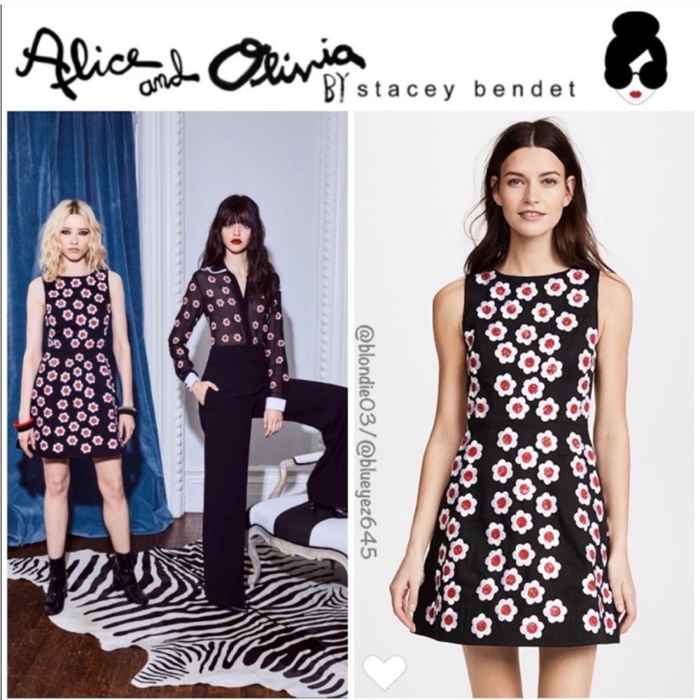 Alice + Olivia “Lindsey” embroidered floral Dress 8